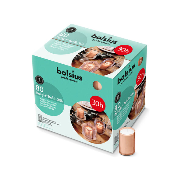 Bolsius Profi-Relight-Nachfüllung Soft Pink ø52x64 mm 30 Stunden (80 Stück)