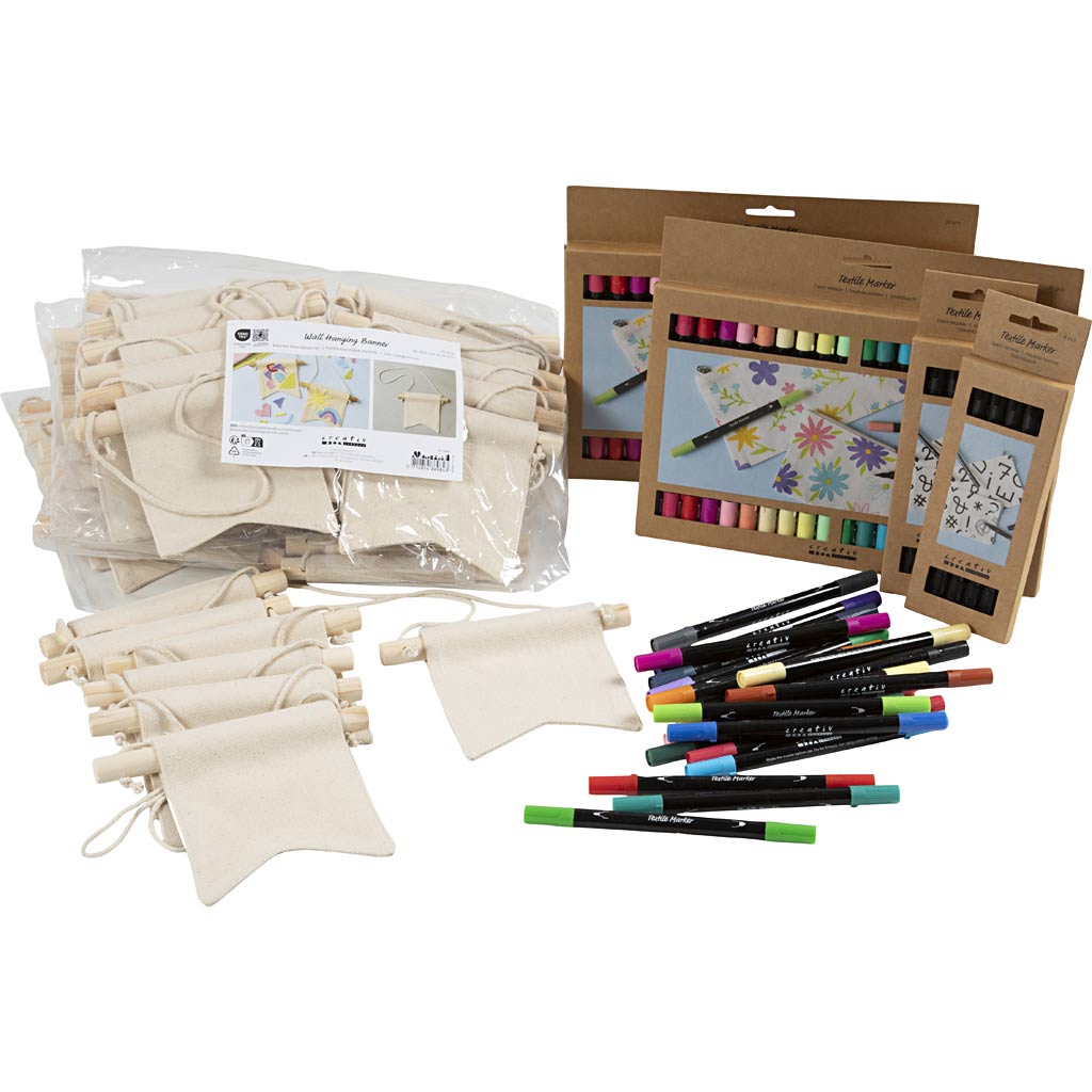 Creativ Firmengruppen-Set Banner selbst malen, Größe 10,5x12 cm, Strichstärke 2,3 + 3,6 mm, verschiedene Farben, 60 Stück, 1 Box