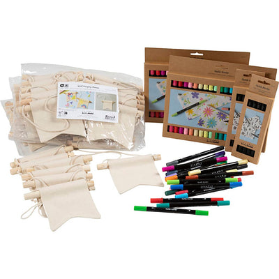 Creativ Firmengruppen-Set Banner selbst malen, Größe 10,5x12 cm, Strichstärke 2,3 + 3,6 mm, verschiedene Farben, 60 Stück, 1 Box