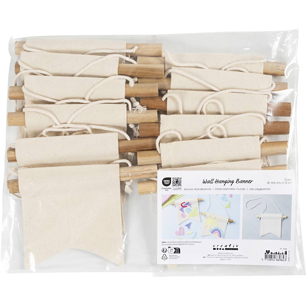 Creativ Company kleines Wandbanner, Schwalbenschwanzform, H: 12 cm, B: 10,5 cm, 300 g, hell natur, 12 Stück 1 Box