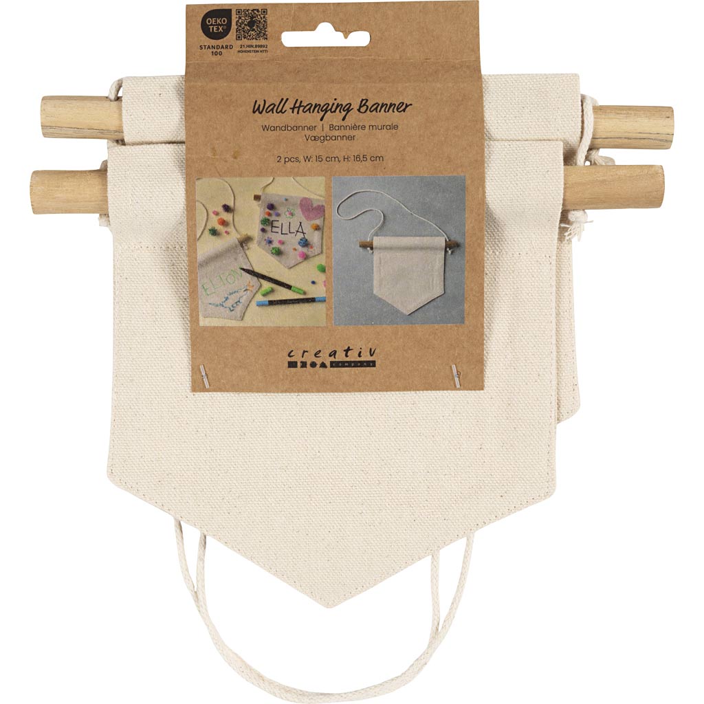 Creativ Company Wandbanner, spitze Form, H: 16,5 cm, B: 15 cm, 300 g, hell natur, 2 Stück 1 Box