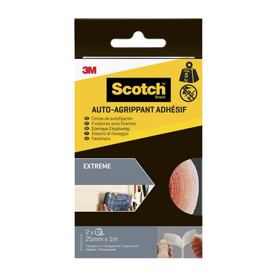 3m 1075816 - Scotch extr. Befestigungselemente 25mmx1m2Rollenpackung transparent | 6 Stück