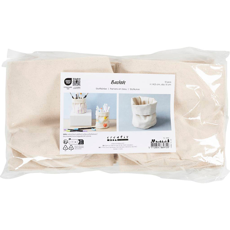 Creativ Company Stoffkörbe, H: 14,5 cm, T 9 cm, 385 g, hell natur, 10 Stück 1 Karton