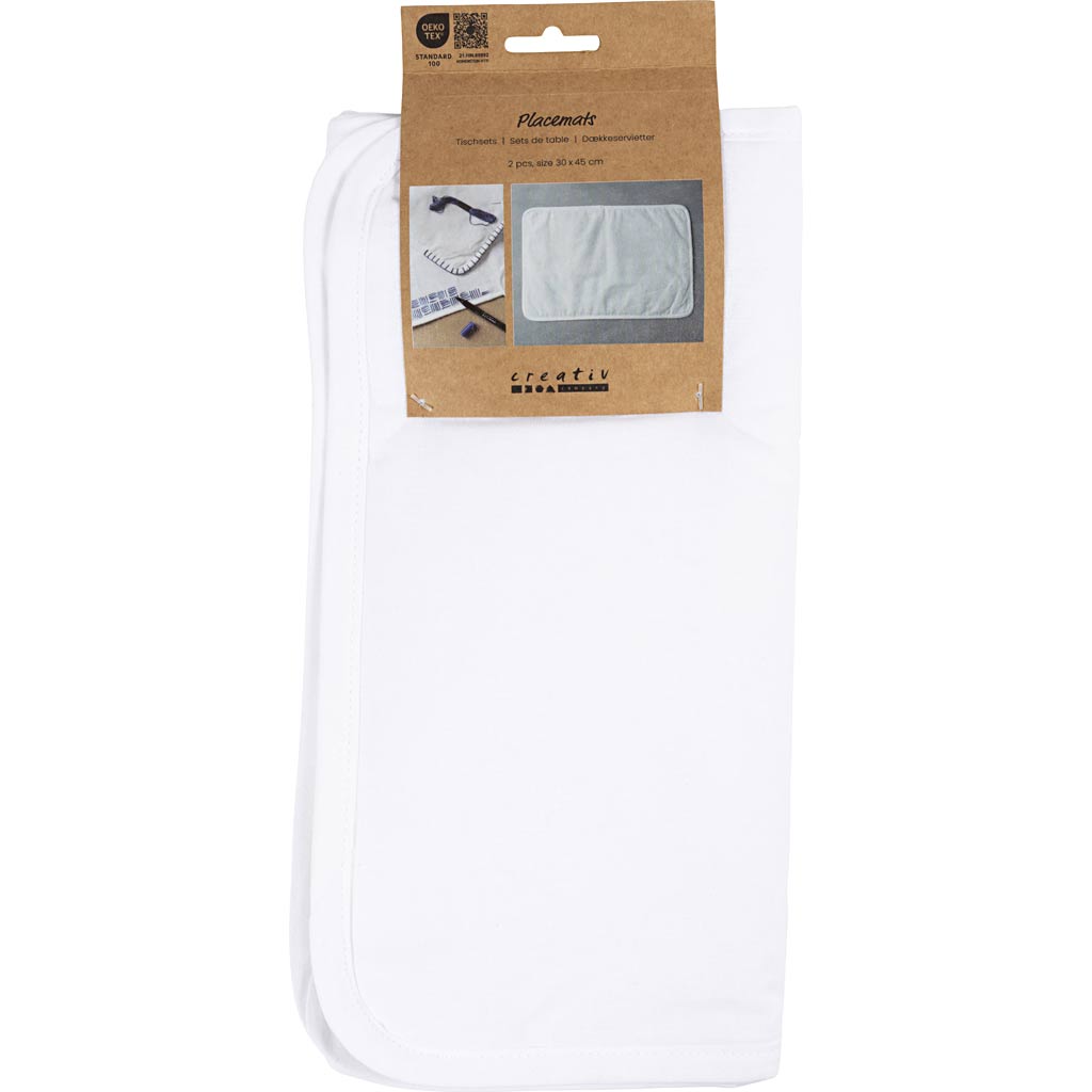 Creativ Company Tischsets, Größe 30x45 cm, 145 g, weiß, 2 Stück 1 Box