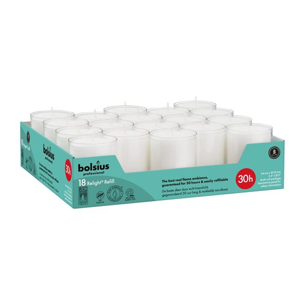 Bolsius Profi-Relight-Nachfüllungen transparent ø52x64 mm 30 Stunden (4x 18 Stück)