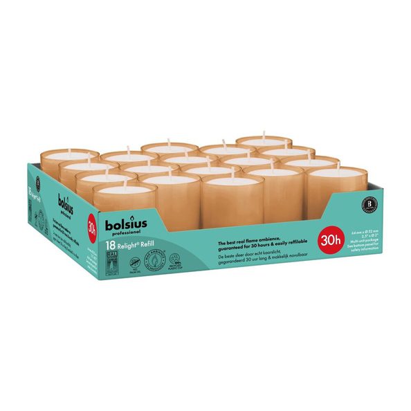 Bolsius Profi Relight Nachfüllungen Soft Pink ø52x64 mm 30 Stunden (4x 18 Stück)