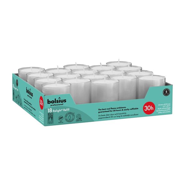 Bolsius Profi-Relight-Nachfüllungen grau ø52x64 mm 30 Stunden (4x 18 Stück)