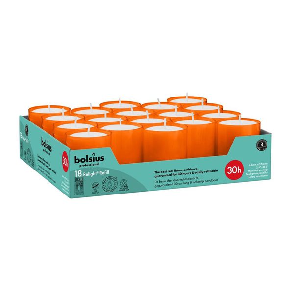 Bolsius Profi-Relight-Nachfüllungen Orange ø52x64 mm 30 Stunden (4x 18 Stück)