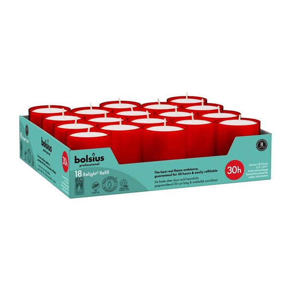Bolsius Profi-Relight-Nachfüllungen rot ø52x64 mm 30 Stunden (4x 18 Stück)
