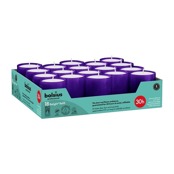 Bolsius Relight Nachfüllungen 30 Std. Lila 4x18 Stück
