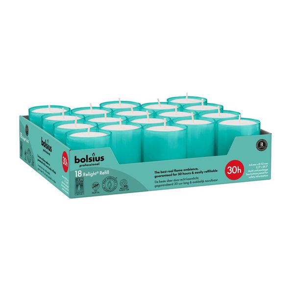Bolsius Profi-Relight-Nachfüllungen Aqua ø52x64 mm 30 Stunden (4x 18 Stück)