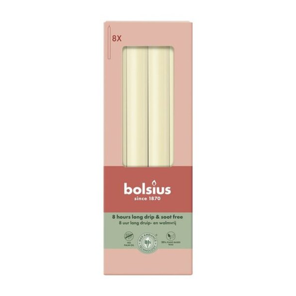 Bolsius Tafelkerze rustikal 270 23 Soft Pearl 8x8 Stück