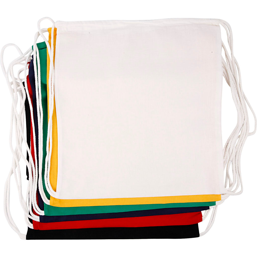 Creativ Company Schuhbeutel-Rucksack, Größe 37x41 cm, 135 g, verschiedene Farben, 6 Stück 1 Karton