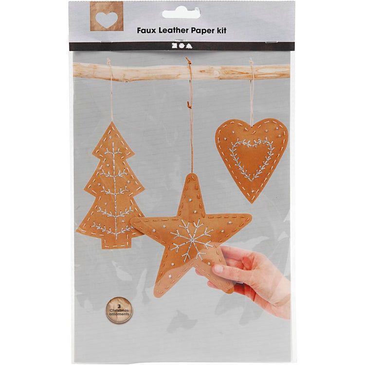 Creativ Company Weihnachtsdeko aus Kunstleder, Stärke 0,55 mm, Beige, 1 Set