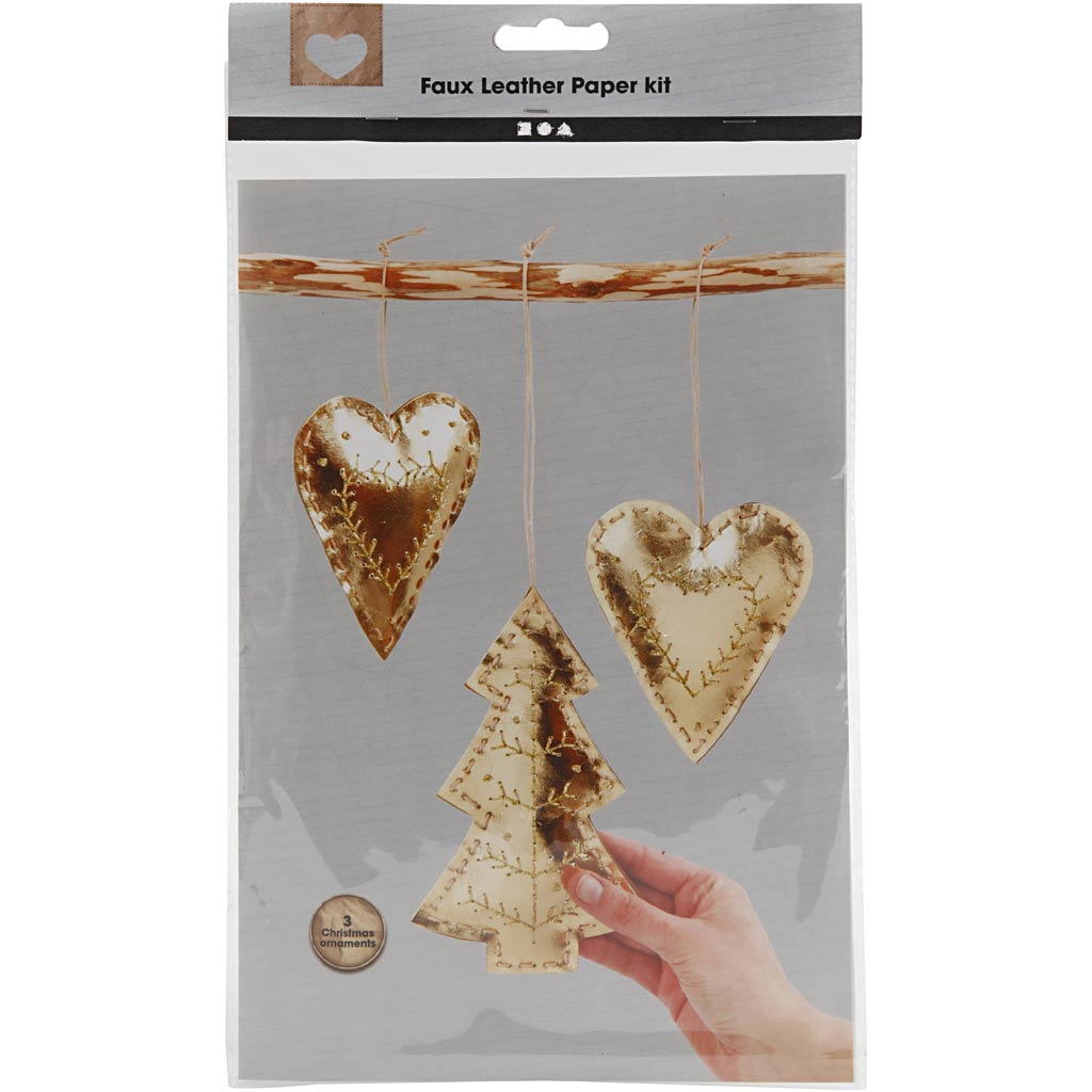 Creativ Company Weihnachtsdeko aus Kunstleder, Stärke 0,55 mm, Gold, 1 Set