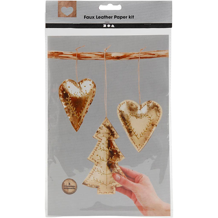 Creativ Company Weihnachtsdeko aus Kunstleder, Stärke 0,55 mm, Gold, 1 Set