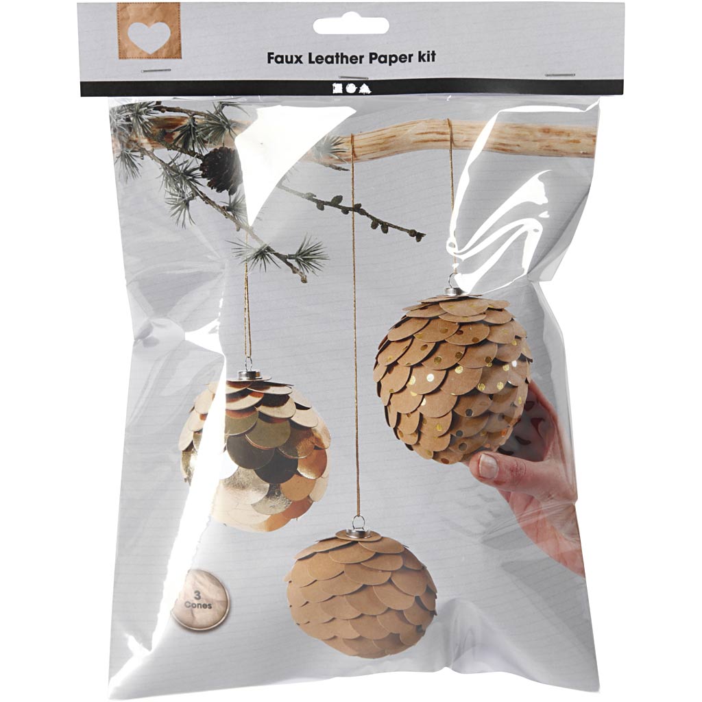 Creativ Company Kunstleder-Papierkegel, D 8 cm, Stärke 0,55 mm, Gold, 1 Set