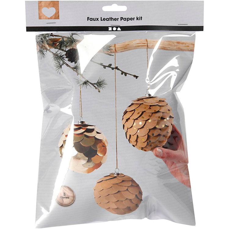 Creativ Company Kunstleder-Papierkegel, D 8 cm, Stärke 0,55 mm, Gold, 1 Set
