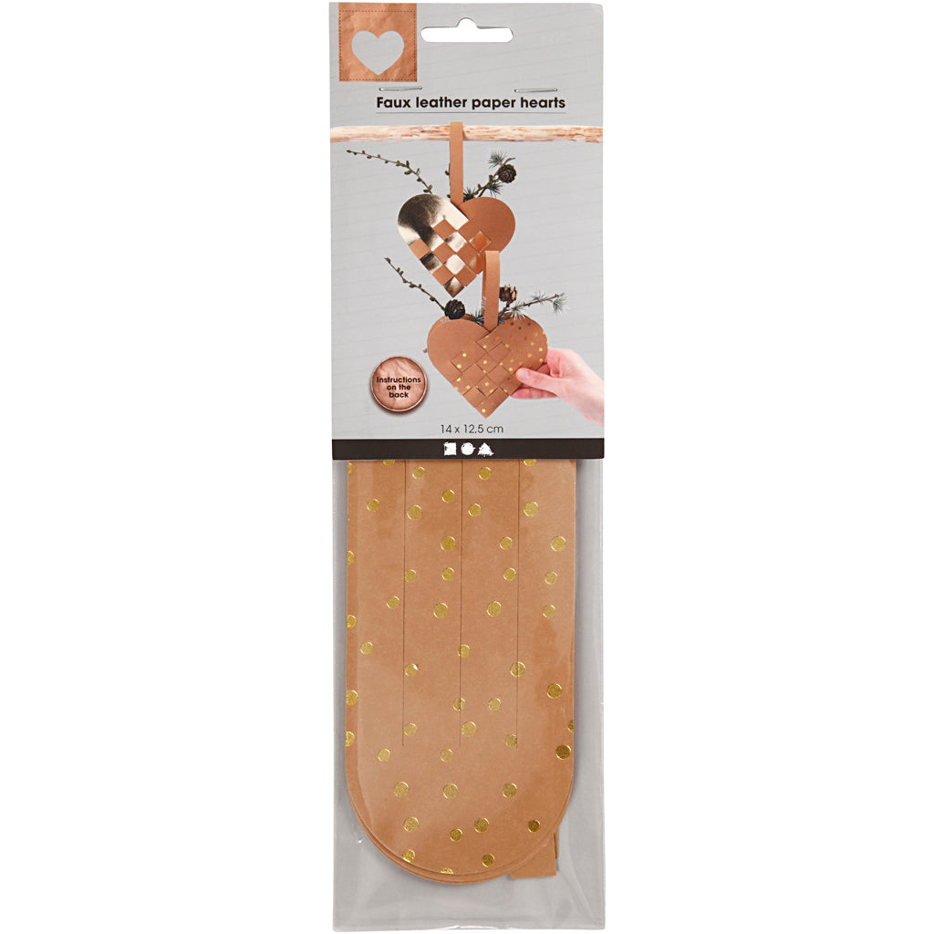 Creativ Company Kunstleder-Papierherzen, Stärke 0,55 mm, Gold, 1 Set