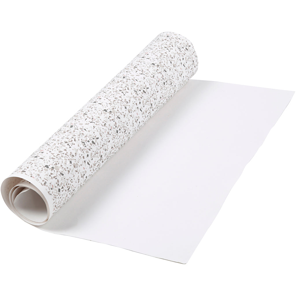 Creativ Company Kunstlederpapier, B: 49,5 cm, mit Folie, bedruckt, 350 gr, weiß, 1 m 1 Rolle