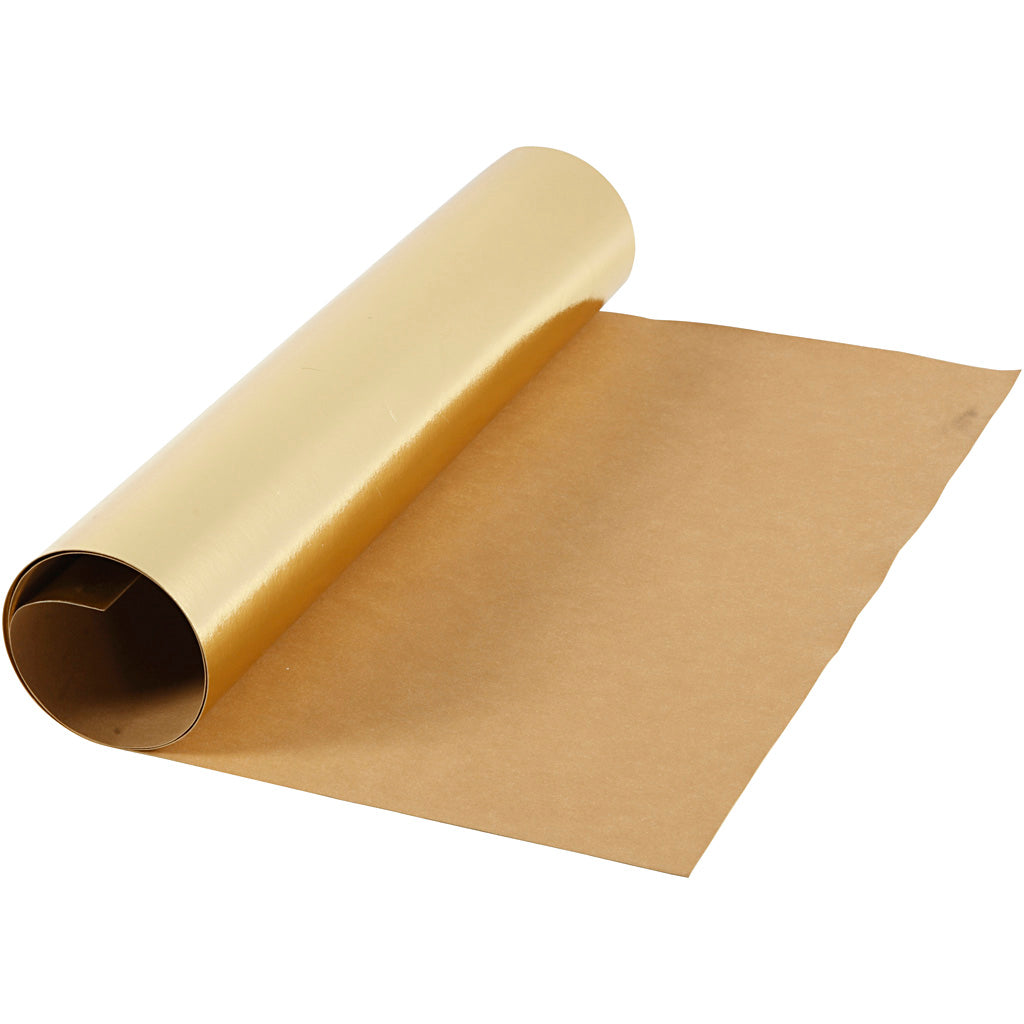 Creativ Company Kunstlederpapier, B: 49 cm, einfarbig, mit Folie, 350 gr, gold, 1 m 1 Rolle