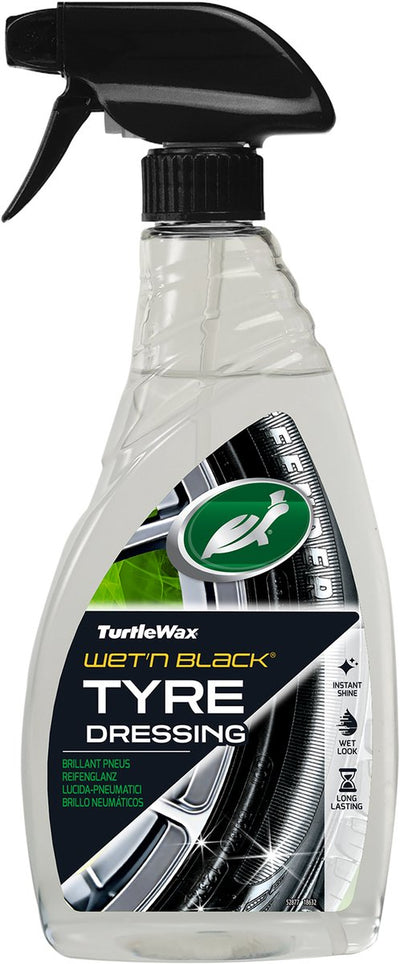 Turtle Wax GL Wet n Black – Reifenbeschichtung für langanhaltenden Reifenglanz – schützt Reifen vor UV-Strahlung – lässt Reifen nass und glänzend aussehen – 500 ml