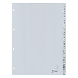 Tabs Kangaro G431C PP A4 120 Mikron grau 31-teilig 1-31 4-Loch bedruckt