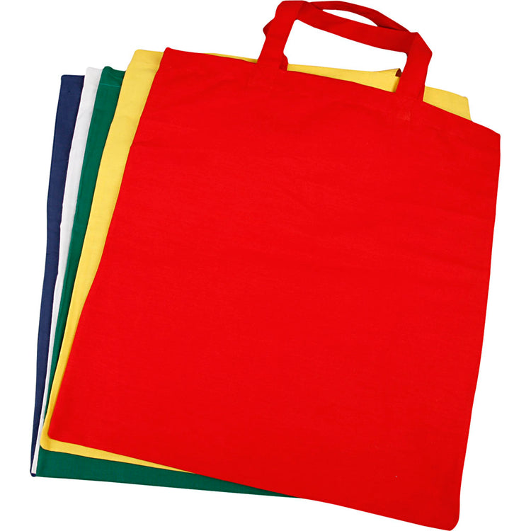 Creativ Company Tragetasche, Größe 38x42 cm, 135 gr, verschiedene Farben, 5 Stück, 1 Box