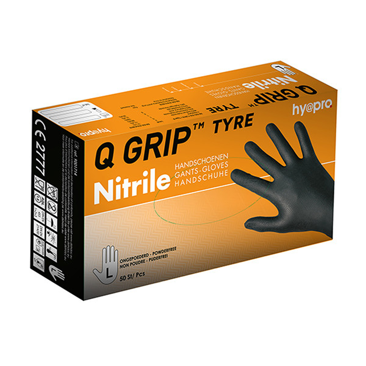 Hy@pro 1074052 – Nitrilhandschuhe l schwarz q grip 50 Stück | 5 Stück