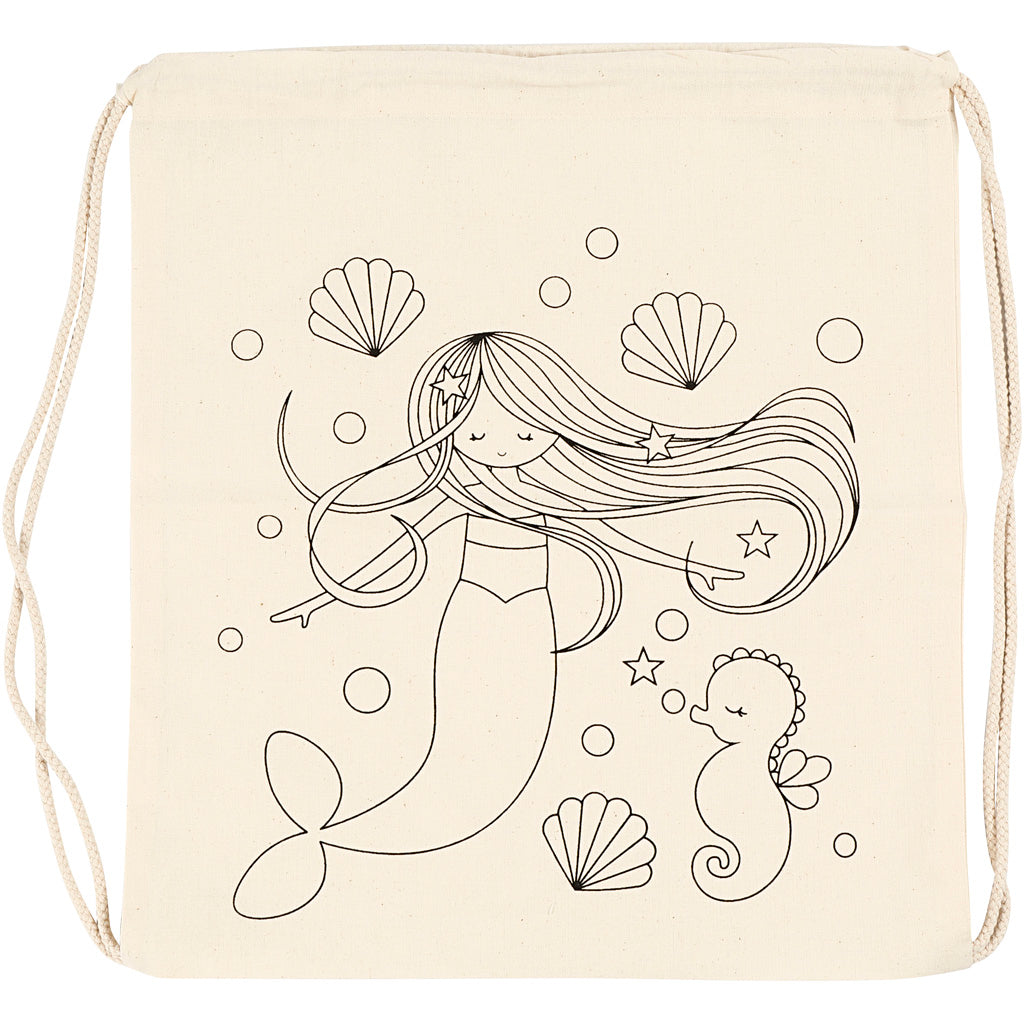 Creativ Company Rucksack, Meerjungfrau, Größe 37x41 cm, 110 g, hell natur, 1 Stück