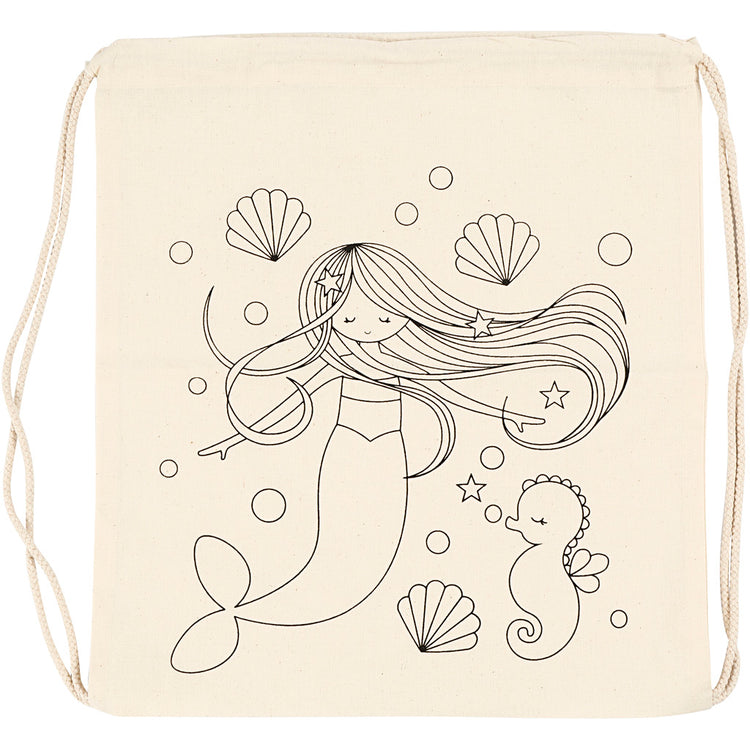 Creativ Company Rucksack, Meerjungfrau, Größe 37x41 cm, 110 g, hell natur, 1 Stück