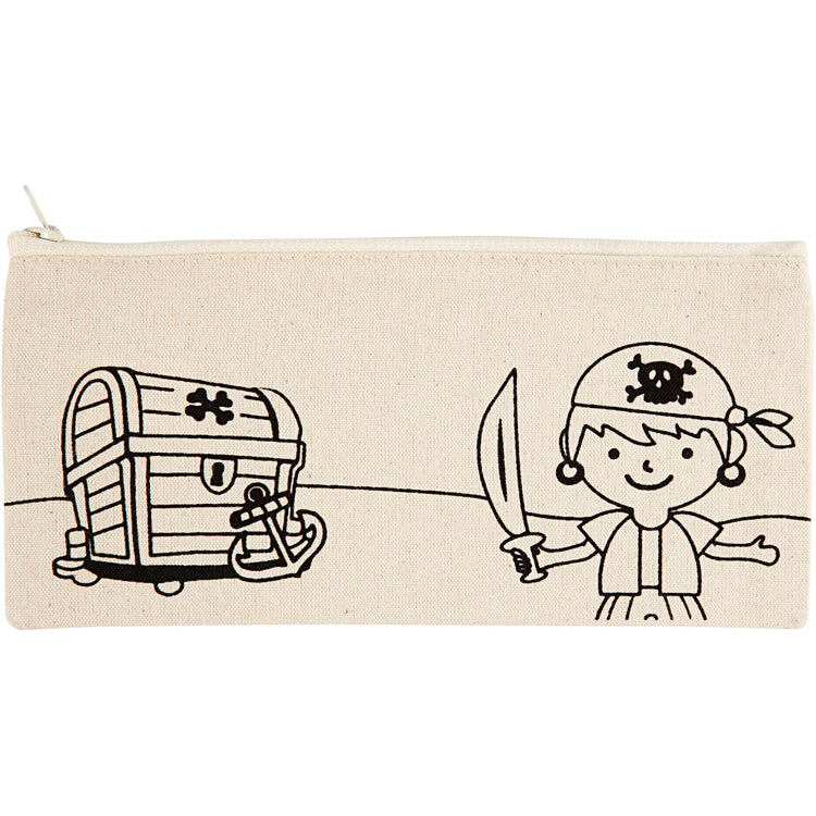Creativ Company Federmäppchen, Piraten, Größe 21x9 cm, 245 g, hellnatur, 1 Stück