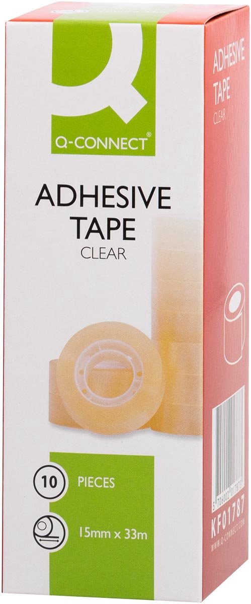 Q-Connect-Klebeband, PP, ft 15 mm x 33 m, Packung mit 10 Stück