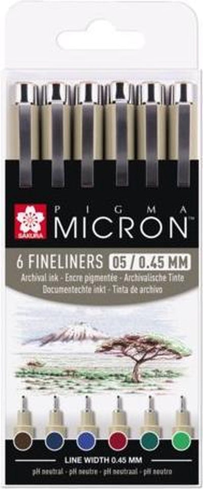 Sakura Pigma Micron 05 Beutel mit 6 Erdfarben