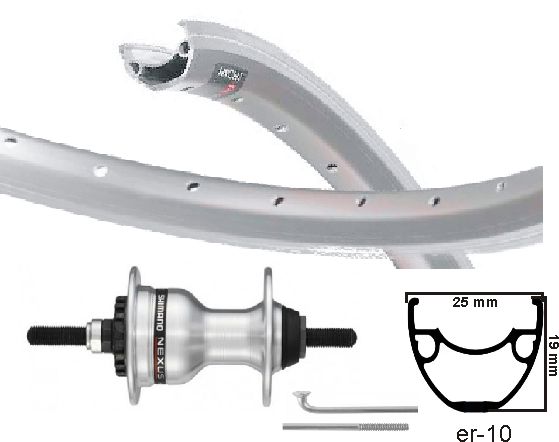 KGS-Vorderrad 28 Zoll (622) Mach-1 ER-10 Rand Silber Rollerbrake feste Achse