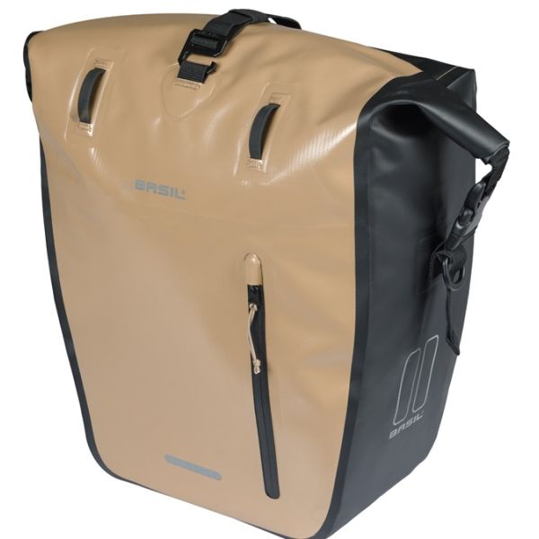 Basil einzelne Fahrradtasche Rivo L Plane Mik 25–31 l 14 x 28 x 43 cm – Sandschwarz