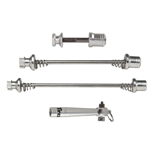 TranzX - Schnellspanner für Hinterradnabe + Sattelstütze silber