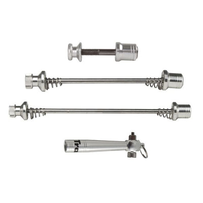 TranzX - Schnellspanner für Hinterradnabe + Sattelstütze silber