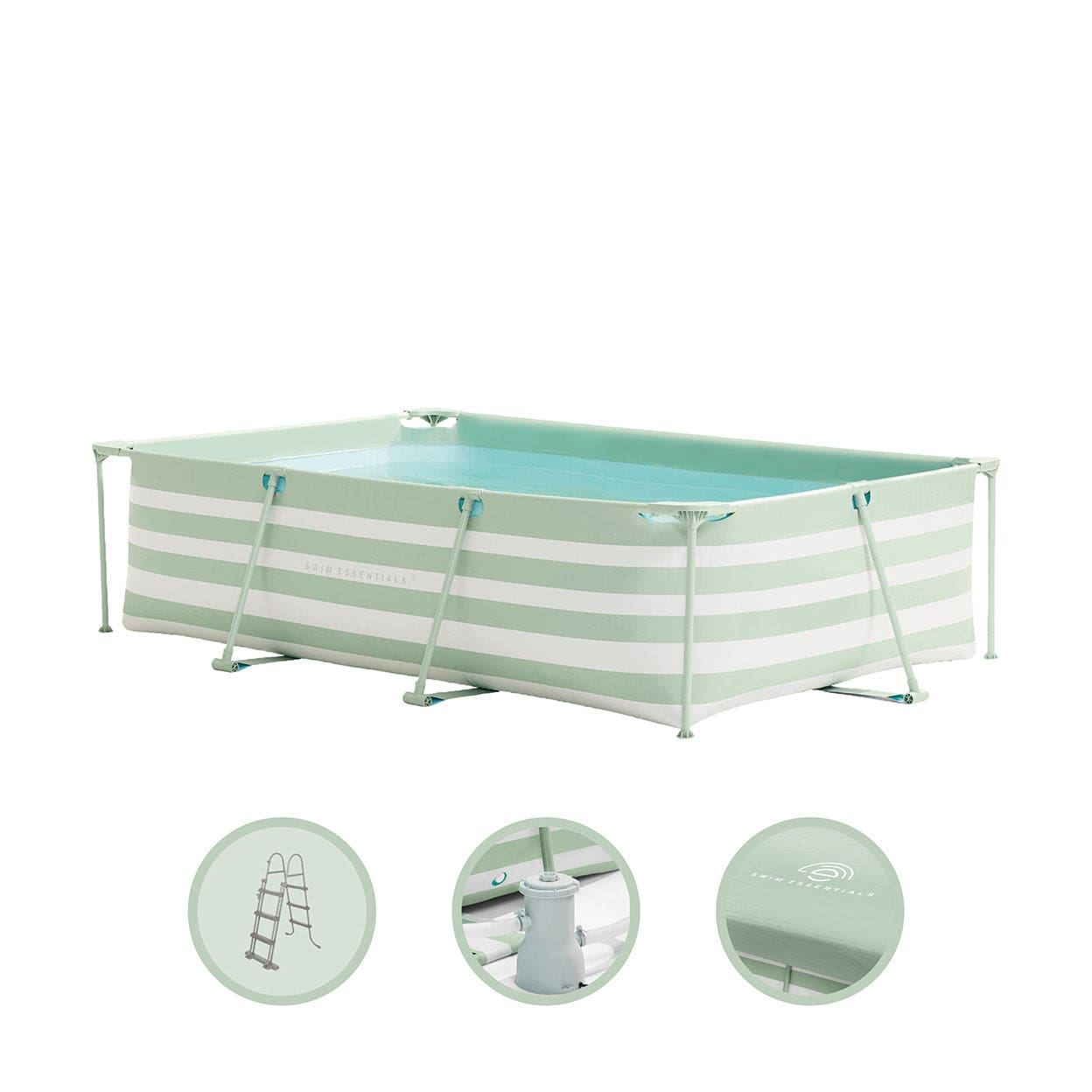 Essenz | Grüne weiße Design -Schwimmbad 300x200x75 cm inkl. Zubehör