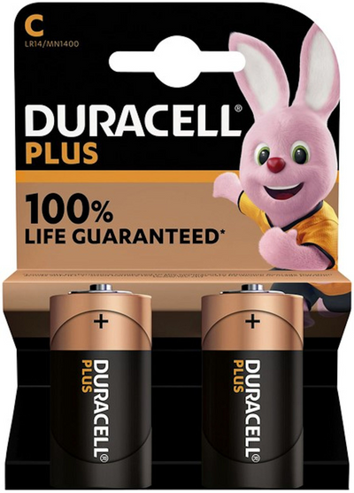 Duracell - Batterie plus 100% Extra Life MN1400 LR14 C BP2