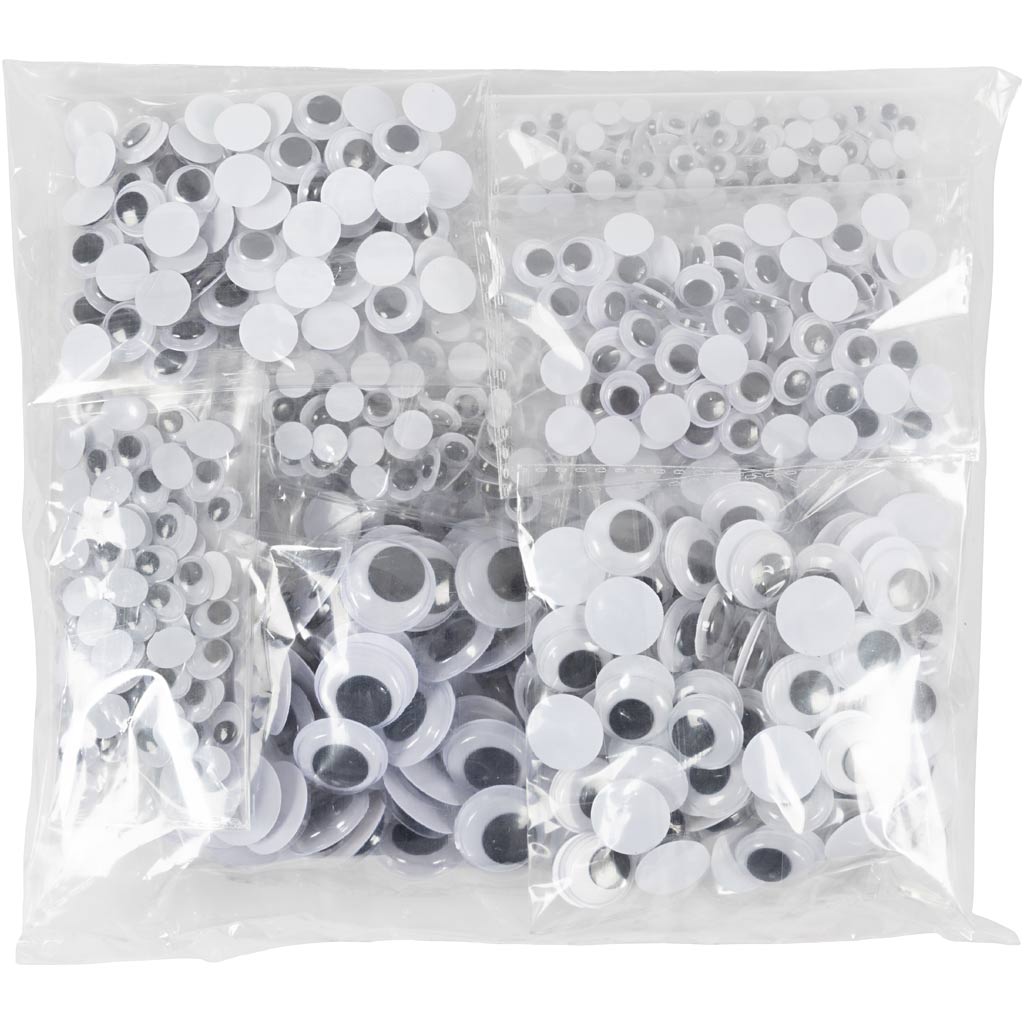 Creativ Company Kulleraugen, nicht selbstklebend, D 6-20 mm, 1100 div. 1 Box