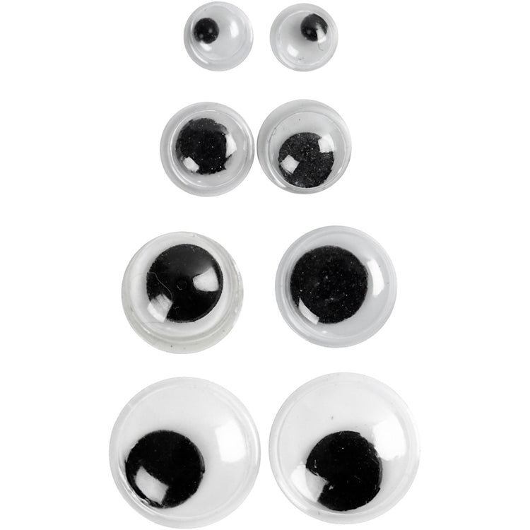 Creativ Company Kulleraugen, nicht selbstklebend, D 4+6+8+10 mm, 40 div. 1 Box