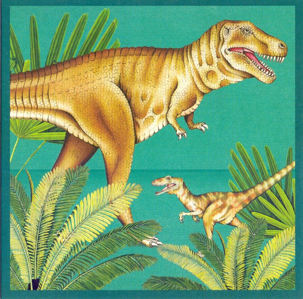 Karte+Umschlag Tyrannosaurus. 16x16cm
