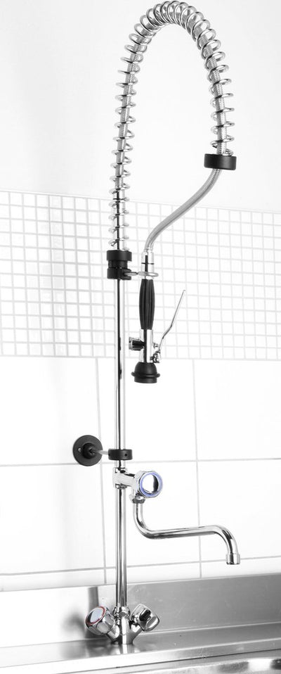 Hendi Standarmatur mit verstellbarer Vorspülbrause – Hochdruck – Wandmontage – 280 mm Reichweite