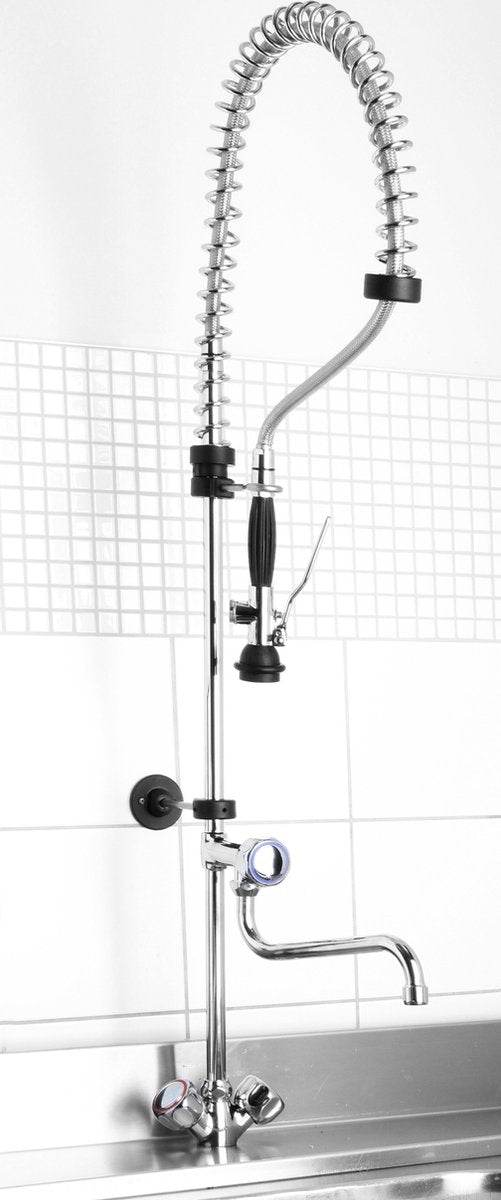 Hendi Standarmatur mit verstellbarer Vorspülbrause – Hochdruck – Wandmontage – 280 mm Reichweite