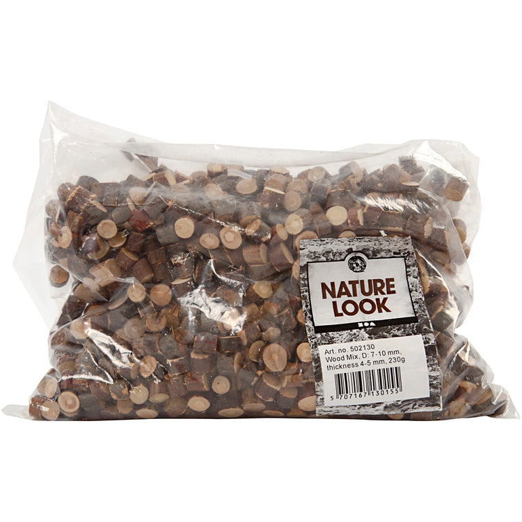 Creativ Company Holzmischung, D 7–10 mm, Stärke 4–5 mm, 230 g, 1 Karton