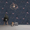 Niederländische Wandverkleidung Niederländische Wandverkauftapete Flamingo Benzinblau