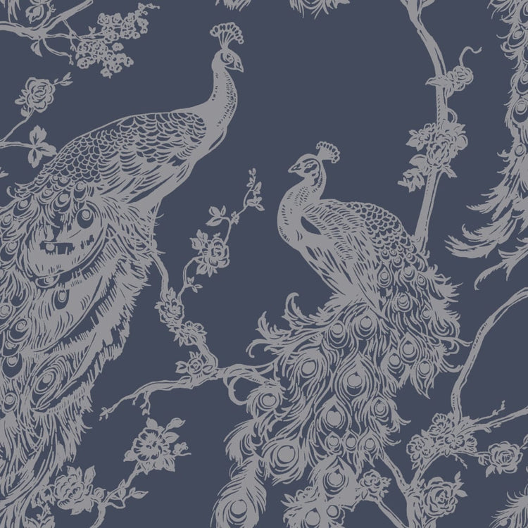 Niederländische Wandverkleidung Niederländische Wandverkauftapete Peacock Marine Blau und Silberfarbe