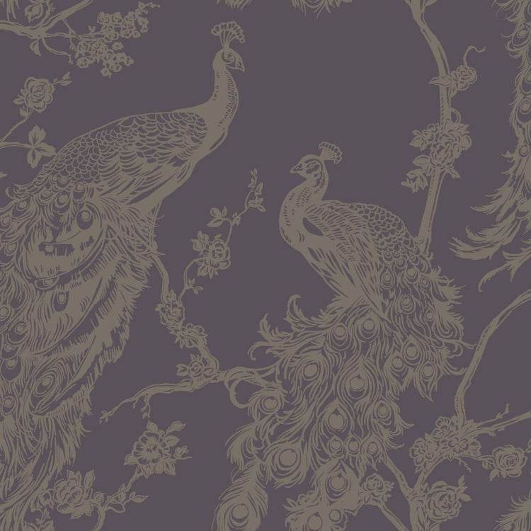 Niederländische Wandverkleidung Niederländische Wandverkauftpaper Peacock Purpur und Silberfarbe