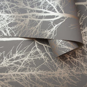 Niederländische Wandverkleidung niederländische Wandverkauftapete Rhea Trees grau und rosariode Gold farbig - afbeelding 3